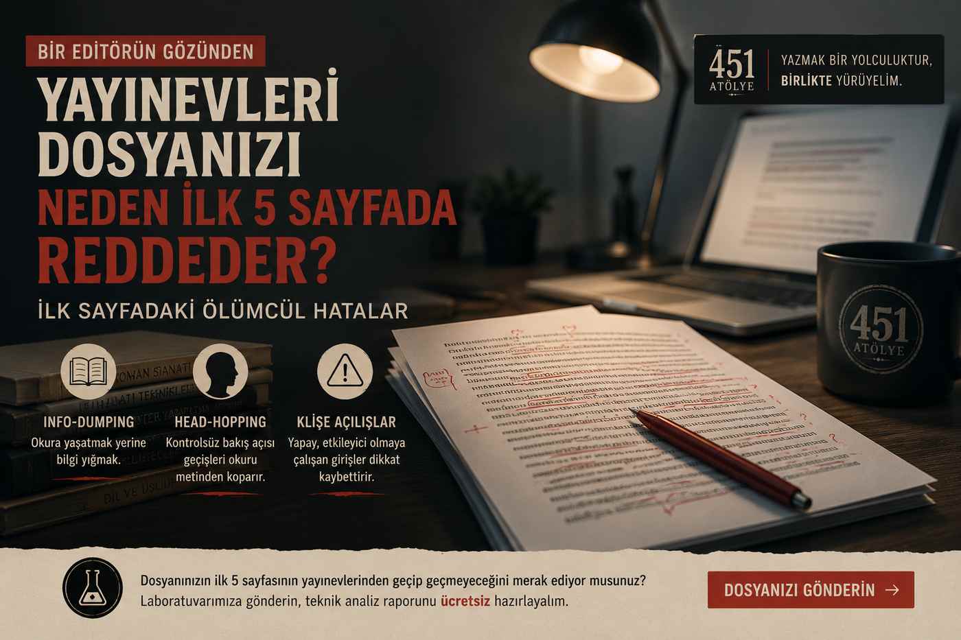 Yayınevlerinin Dosyanızı İlk 5 Sayfada Reddetmesinin 3 Sebebi